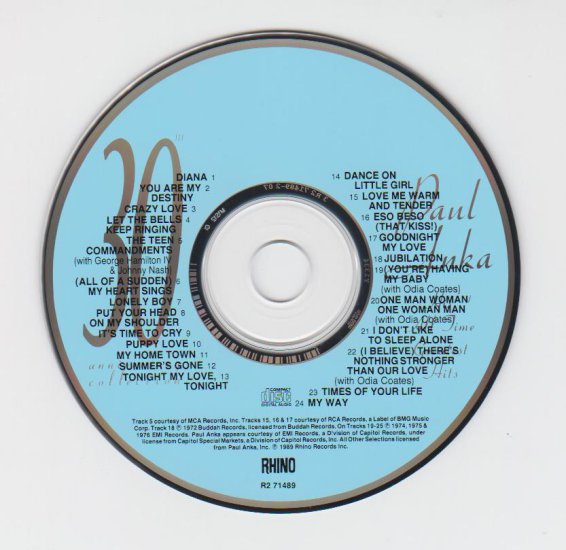 Paul Anka - His All Time Greatest Hits - disc.jpg