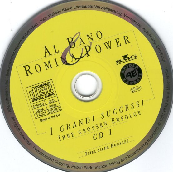 Al Bano  Romina Power - I grandi successi 3 cd - 1997 - Al Bano  Romina Power - I grandi successi - cd 1.jpg