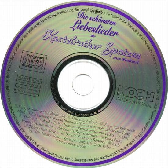 Kastelruther Spatzen - 1992 - Die Schoensten Liebeslieder - Kastelruther Spatzen - Die Schoensten Liebeslieder - CD.jpg