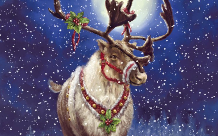  MAGIA ŚWIĄT - HAPPY Merry Christmas raindeer art painting 2013 wallpaper HD.jpg